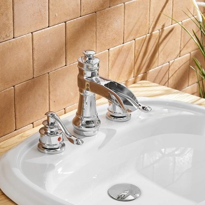 Polished Chrome 8-Inch Waterfall Widespread 2-Handle Bathroom Faucet