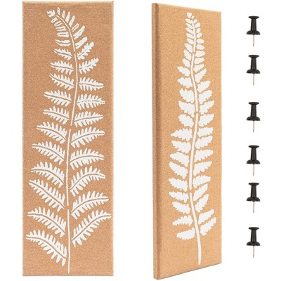 Frameless Cork Bulletin Boards with Leaf Print, 8 x 23.6 inches, 2-Pack