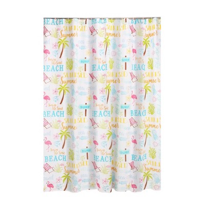 Beach Days Multicolor Cotton Grommet Top Shower Curtain 72x72