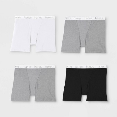 Hanes Premium Women's 4pk Cotton Mid-thigh With Comfortsoft Waistband Boxer  Briefs - Basic Pack White/gray/black Xxl : Target