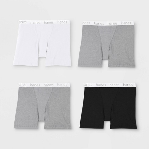 Hanes Premium Women's 4pk Cotton Mid-Thigh with Comfortsoft Waistband Boxer  Briefs - Basic Pack White/Gray/Black L