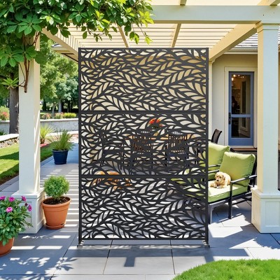 MAYEERTY 72.05x47.24in Modern Rustproof Black Galvanized Steel Decor Screen
