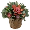 Northlight 7.75" Pink and Green Wooden Floral Artificial Potted Centerpiece - 4 of 4