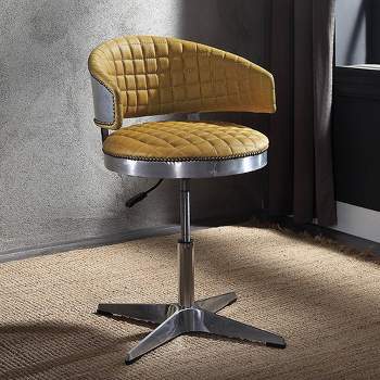 24" Brancaster Turmeric Top Grain Leather Accent Chair Chrome - Acme Furniture