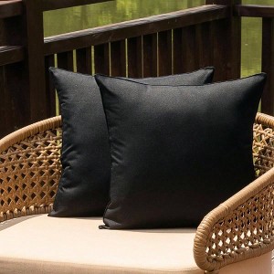 Outdoor Waterproof Pillow Covers, 2 - Pack, 18x18 inch Black for Patio, Tent, Couch - 1 of 4
