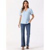 INSPIRE CHIC Women's Vintage Polka Dots Peter Pan Collar Puff Short Sleeve Shirt - 3 of 4