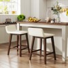 Tangkula 24" Upholstered Barstools w/ Low Back Footrest & Wood Legs for Kitchen Island - 2 of 4