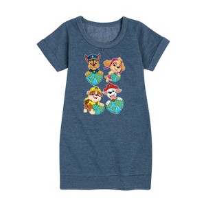 Girls' - Paw Patrol - Heart Earth Graphic Short Sleeve Fleece Dress - 1 of 4