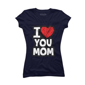 Junior's Design By Humans I Love You Mom Heart By solon2020 T-Shirt - 1 of 2
