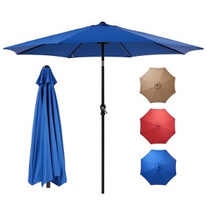 ELJGET Outdoor Patio Umbrella 9FT with Push Button Tilt and Crank Waterproof UV Protection Market Umbrella with 8 Sturdy Ribs for Garden Backyard - 1 of 4