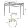VECELO 5 Piece Dining Table Set with Glass Top Table & 4 Upholstered Chairs, Kitchen Rectangular Table Set Brown/Black - 3 of 4