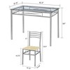 VECELO Kitchen Dining Room Table and Chairs 4, 5-Piece Dinette Sets, Space Saving, Natural & Silver - image 3 of 4