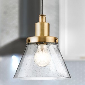 Urban Ambiance Luxury Modern Farmhouse Indoor Pendant,  8-5/8''H x 8"W x 8''D,  Vintage Brass Finish, UHP4669 - 1 of 4