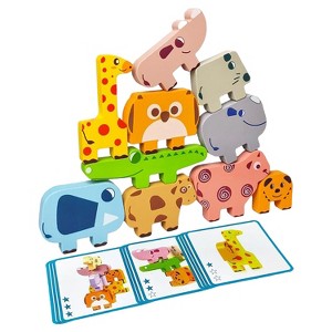 Etokfoks Wooden Animal Blocks Montessori Toy for Toddlers 1-3 Years 10 Piece Set Sorting Stacking Puzzle Educational Gift - 1 of 4