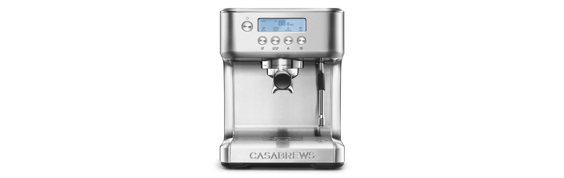 CASABREWS Ultra, 20-Bar Espresso Machine with Milk Frother, Adjustable Temperature, LCD Display, Silver