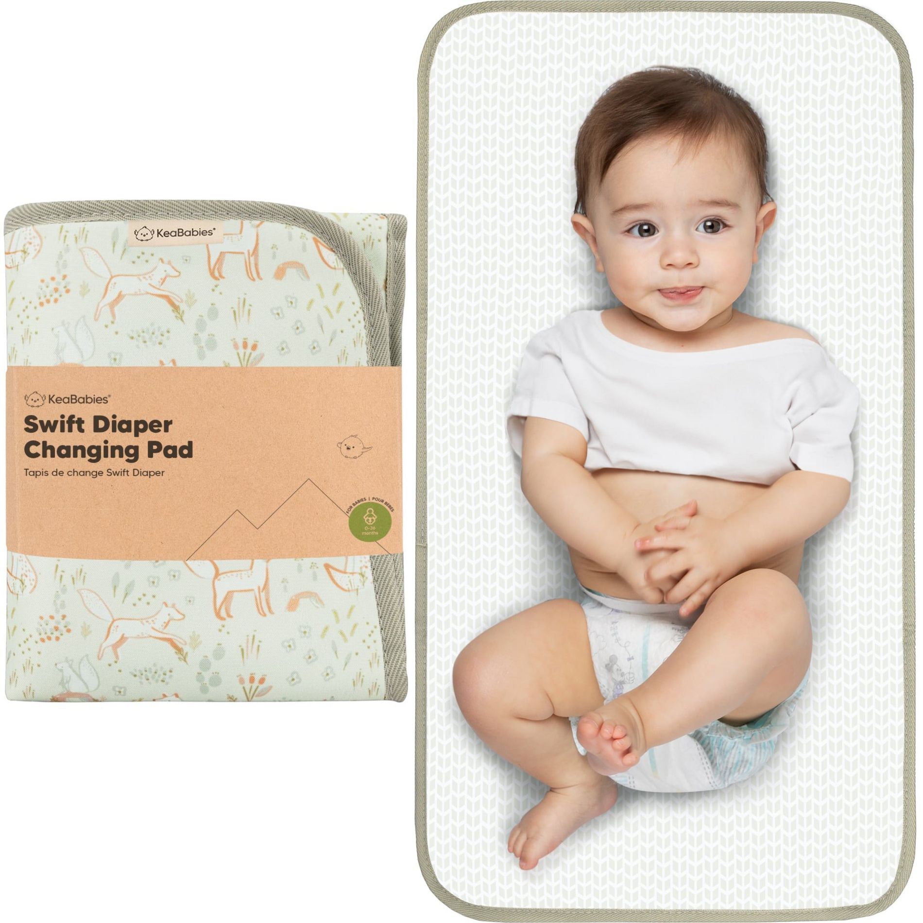 KeaBabies Swift Portable Diaper Changing Pad, Portable Waterproof Diaper Changing Pad for Baby, Travel Changing Pad for Diaper Bag (Fox Vale)