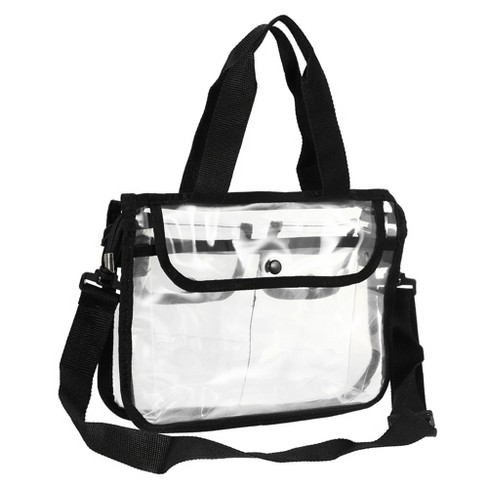 Unique Bargains Double Layer Makeup Bag Cosmetic Travel Bag Case Make Up  Organizer Bag Clear Bags for Women 1 Pc Black