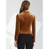 INSPIRE CHIC Women's 1 Button Lapel Collar Business Office Crop Suit Velvet Blazer - 4 of 4