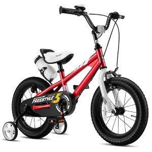 RoyalBaby Freestyle Children Kids Bicycle w/Handbrake, Training Wheels, and Water Bottle, for Boys and Girls Ages 3-10 - 1 of 4