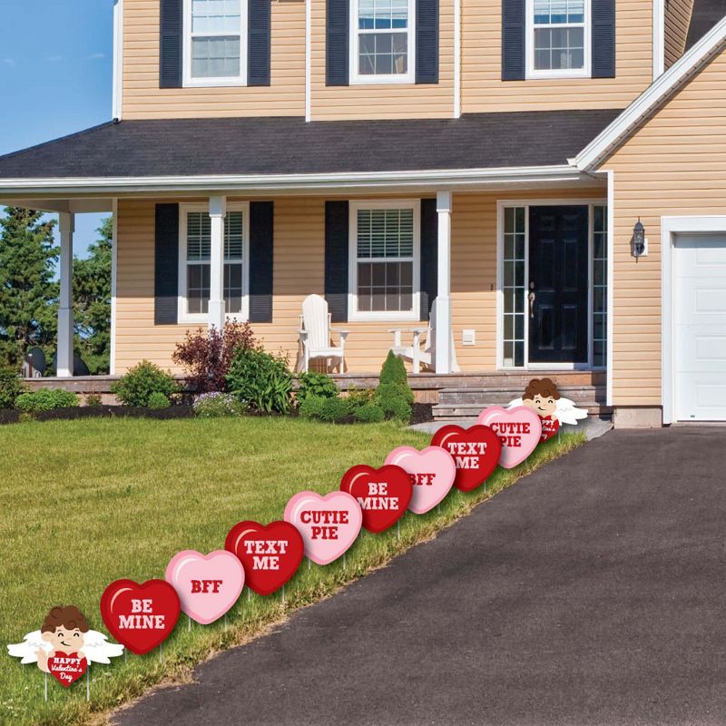 Big Dot of Happiness Conversation Hearts - Cupid and Heart Lawn Decorations - Outdoor Valentine's Day Party Yard Decorations - 10 Piece, 4 of 10