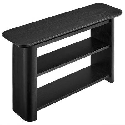 Calix Black Wood Console Table with Open Shelves