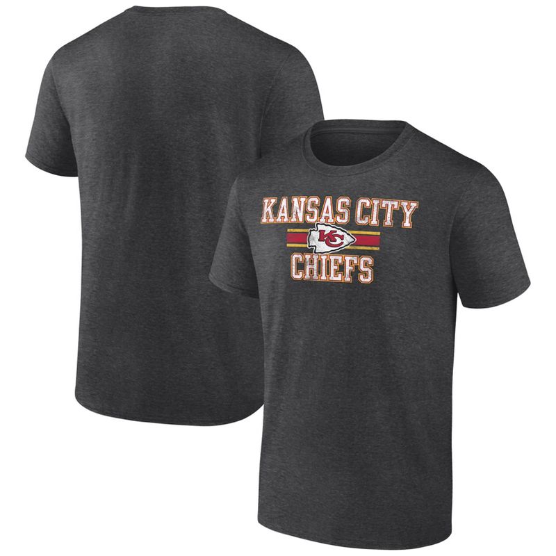NFL Kansas City Chiefs Men&#39;s Team Striping Gray Short Sleeve Bi-Blend T-Shirt, 1 of 4