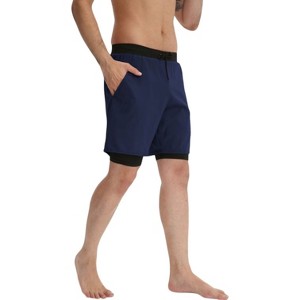 Anna-Kaci Active Men's 2-in-1 Performance Training Shorts with Inner Compression Liner and Adjustable Drawstring Waist - 1 of 3