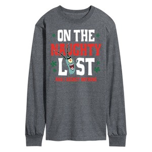 Men's - SpongeBob SquarePants - Plankton Naughty List Long Sleeve Graphic T-Shirt - 1 of 4