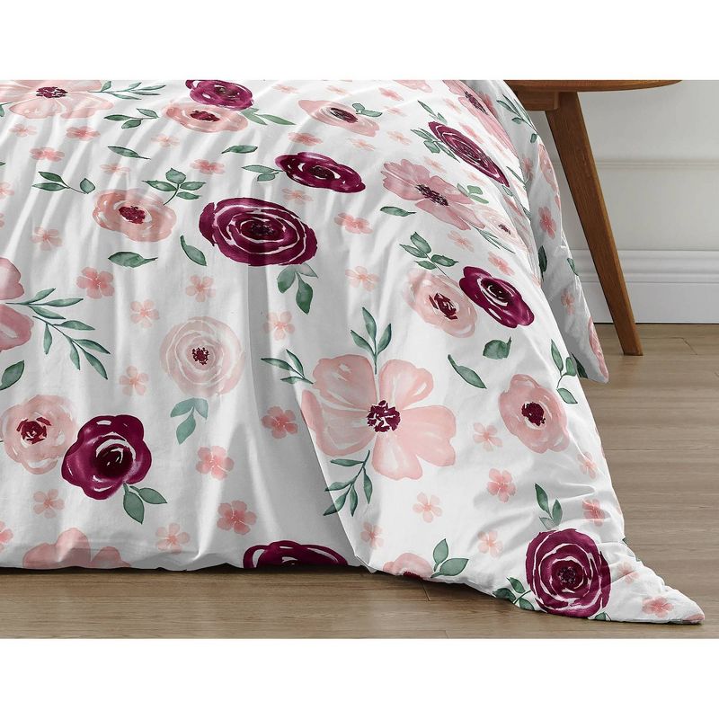 Watercolor Floral Bedding Set Burgundy Wine/Pink - Sweet Jojo Designs, 6 of 7