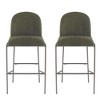QingMoon Mid-Century Bar Stools Set of 2, Comfy Fabric Counter Height Chairs with Antique Bronze Finish Frame and Footrest for Kitchen Island - 3 of 4