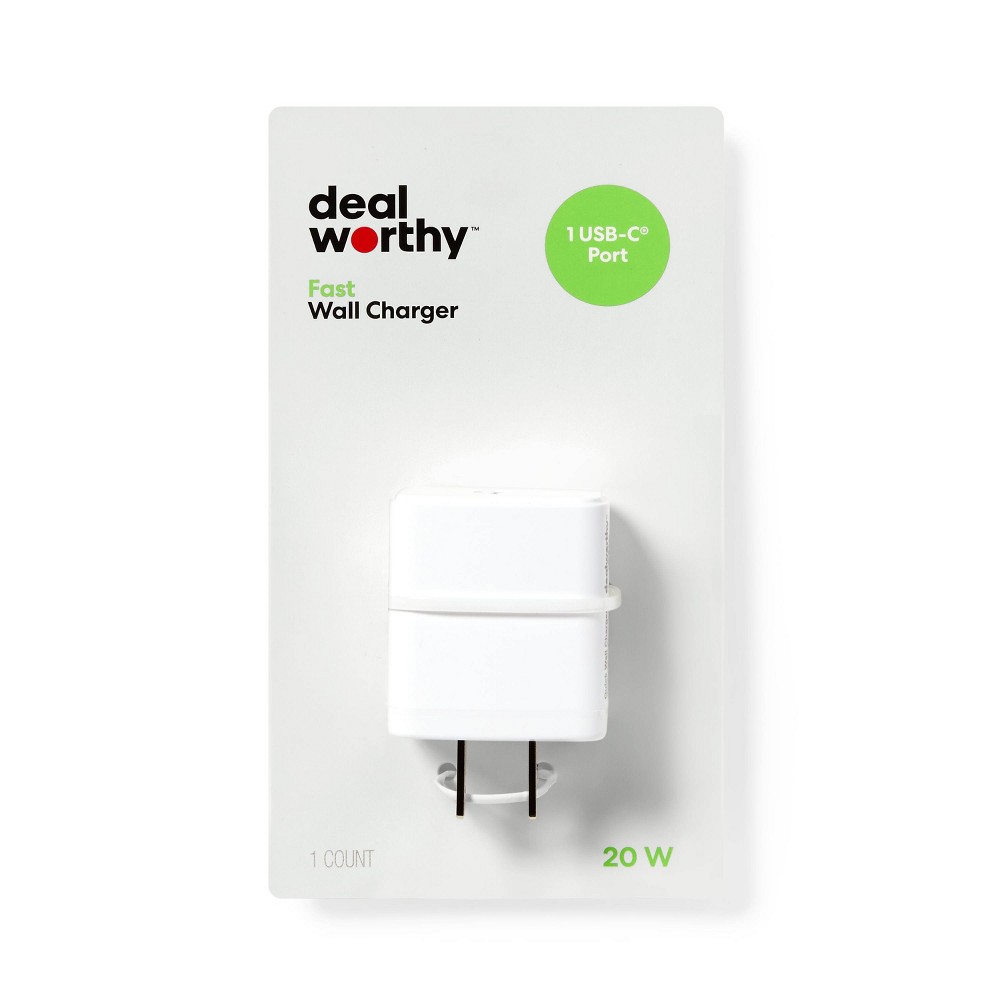 Photos - Charger Single Port 20W USB-C Wall  - dealworthy™ White