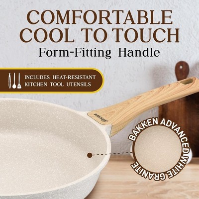 Cream 14-Piece Non-Stick Carbon Steel Cookware Set