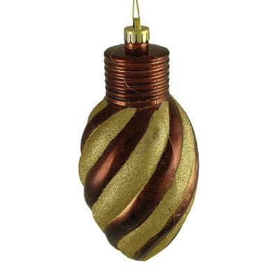 Northlight 11" Glitter Stripe Shatterproof Light Bulb Christmas Ornament - Brown