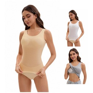 INSPIRE CHIC Women's 3 Pcs Wide Strap Built-In Padded Bras Casual Tank Camisoles - 1 of 4