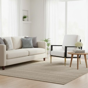 Homy Casa Modern Accent Chair with Cushioned Seat and Metal Legs, Black Frame & White Upholstery - 1 of 4