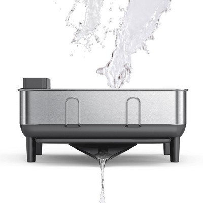 Compact Stainless Steel Dish Rack with Utensil Holder