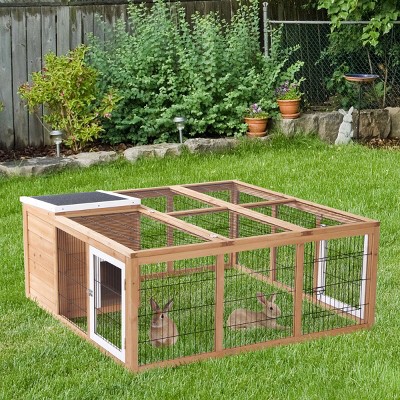 LAOTIES Rabbit Hutch Bunny Cage with Openable Roof and Doors,Waterproof Indoor Outdoor Rabbit House