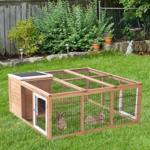 LAOTIES Rabbit Hutch Bunny Cage with Openable Roof and Doors,Waterproof Indoor Outdoor Rabbit House - 1 of 4