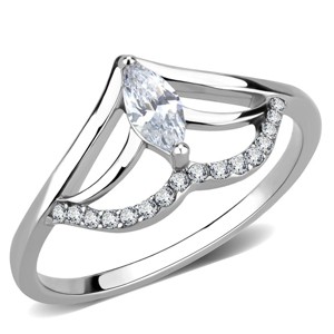 Slickblue Polished Stainless Steel Ring for Women with Clear CZ - Marquise Design, Elegant Jewelry, Size 5-10 - 1 of 4