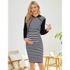 Clearlove Women’s Long Sleeve Kangaroo Pocket Knee-Length Maternity Hoodie Dress Nursing Friendly Casual Sweatshirt Dress - 3 of 4