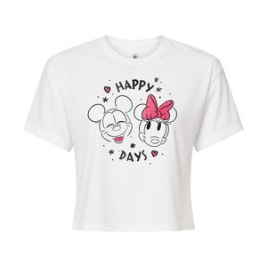 Women's - Disney - Mickey Minnie Happy Days Cropped Graphic T-Shirt - 1 of 4