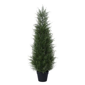 Faux 3-5FT Cypress Topiary Trees for Outdoors, Fake Cedar Plants for Home Decor Office Living Room Porch Patio Perfect Housewarming Gift - 1 of 4