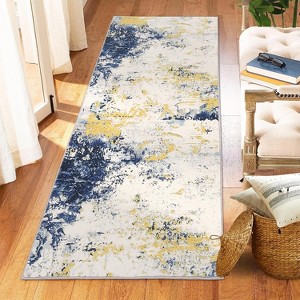 Abstract Runner Rug - Washable soft carpet with non-slip backing, foldable & stain-resistant for hallways & living rooms - 1 of 4