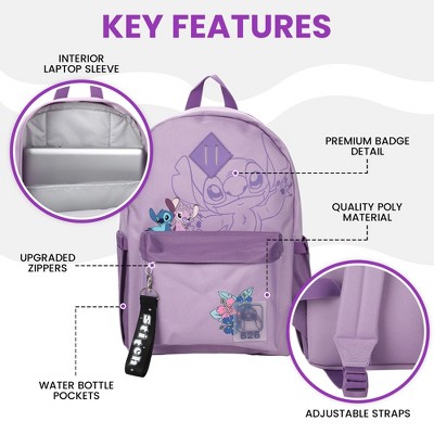 Lilo & Stitch Line Art 16.5” Adult Lavender Backpack — фото 2