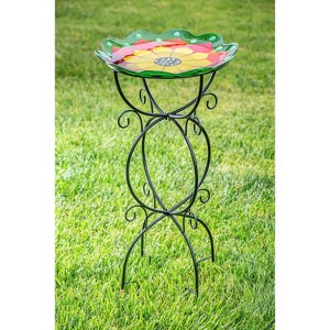 Evergreen Metal Trellis Bird Bath Stand, Scroll - 1 of 4