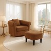 COMHOMA Swivel Accent Chair with Ottoman, Chenille Barrel Armchair Set, Removable Back Pillow & Armrest Covers - 2 of 4