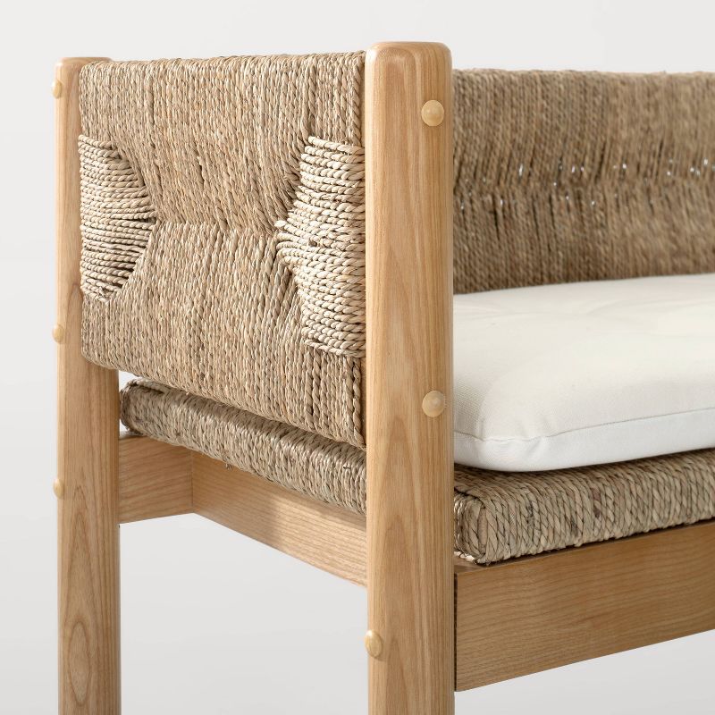 Elden Wood Bench with Woven Back and Loose Cushion Seat - Threshold&#8482; designed with Studio McGee, 6 of 15