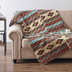 Greenland Home Fashions Red Rock Throw, 50"x60", Reversible Polyester Quilt, Cozy Sofa Blanket - 1 of 4