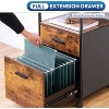2-Drawer File Cabinet, Mobile Printer Stand with Open Storage Shelf, Wood Filing Cabinet for Home Office, Fits A4/Letter Size, Rustic Brown - 3 of 4