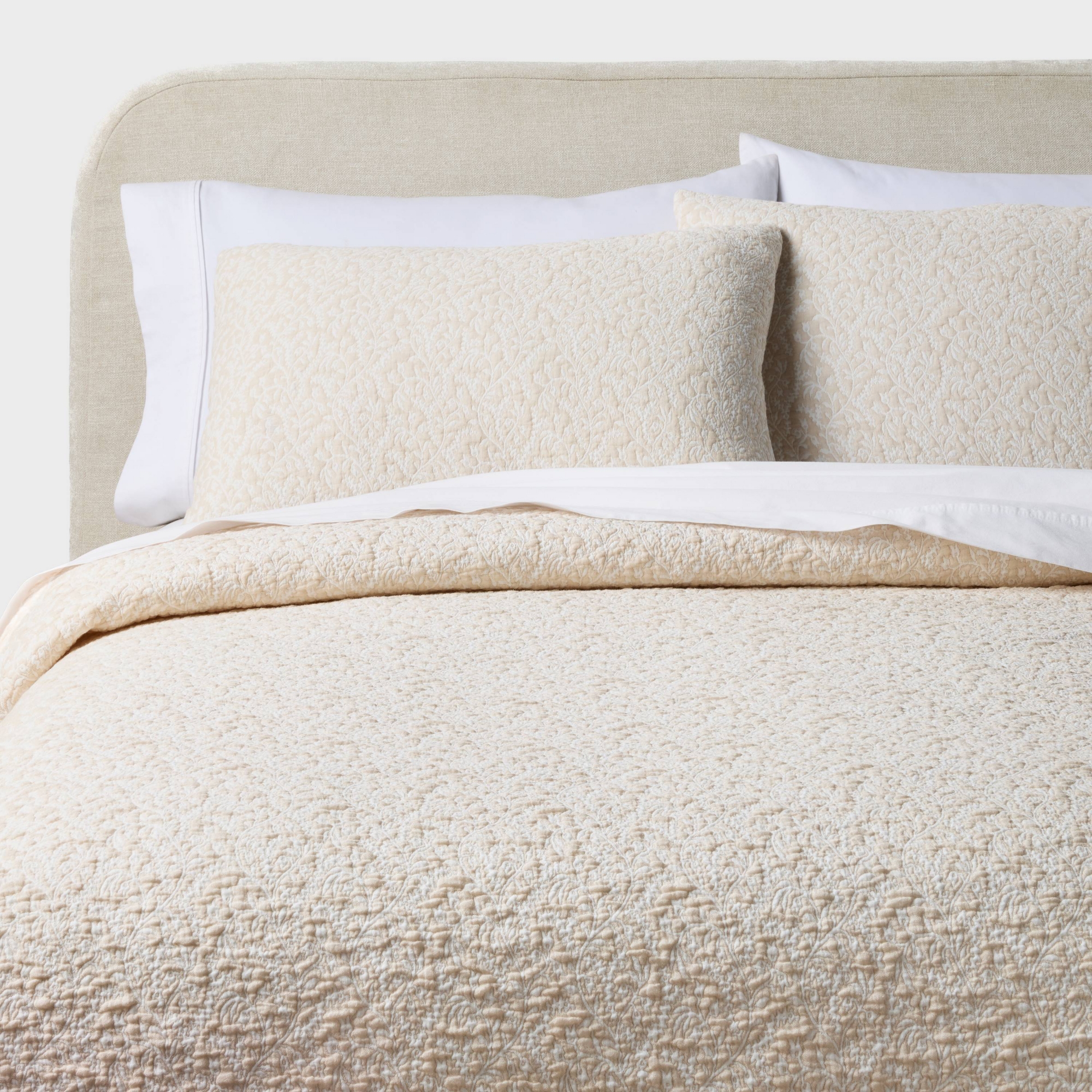 3pc King Reversible Lightweight Matelasse Quilt and Shams Set Vine Floral Natural - Threshold™